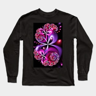 pink and purple abstract bow design Long Sleeve T-Shirt